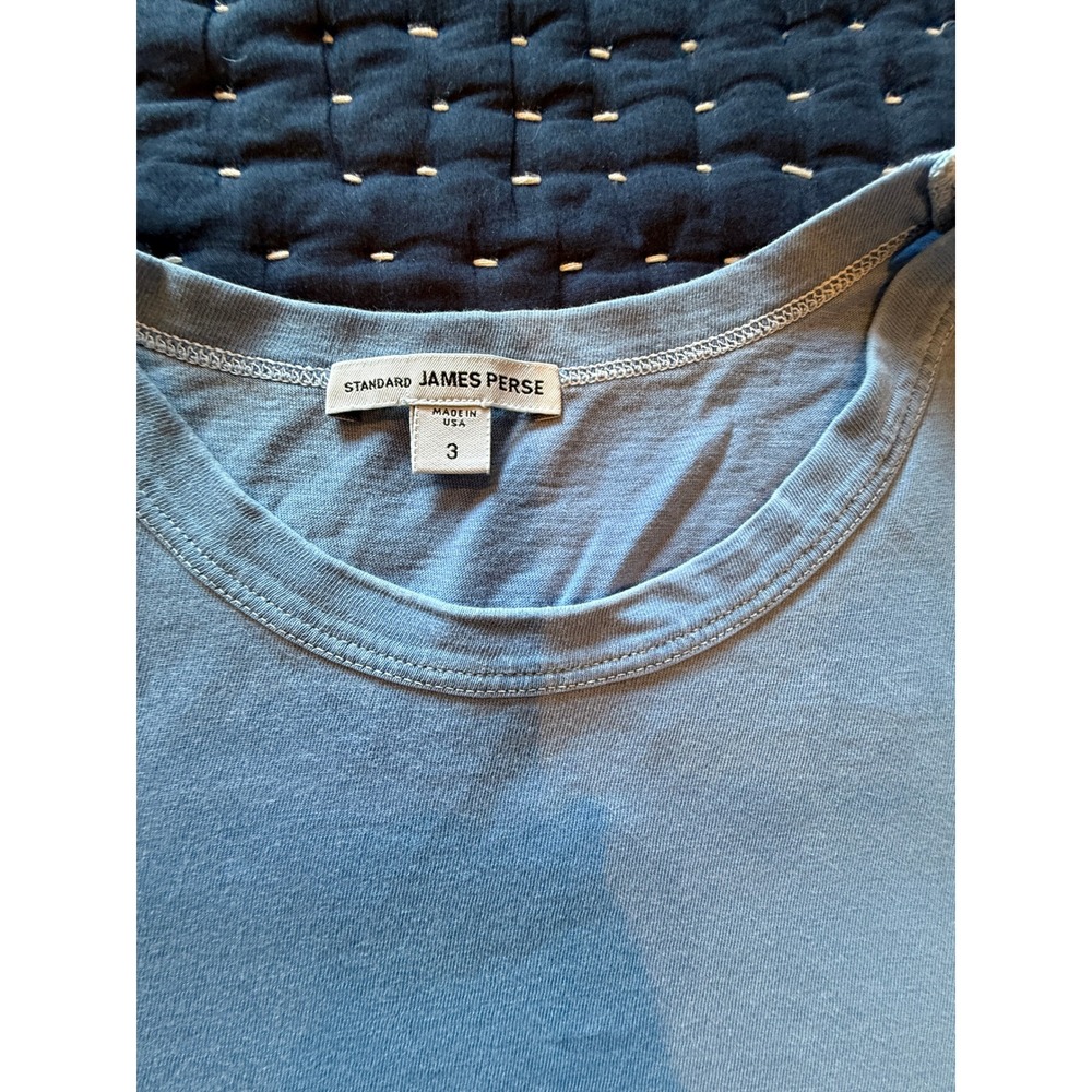James Perse Standard Mens Blue Crew Neck Cotton T-Shirt Size 3 L Made in USA
